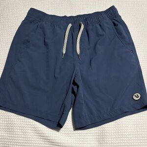 Vuori Slate Blue Athletic Shorts with V Logo